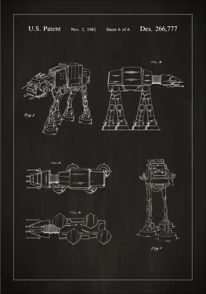 Schiță - Star Wars - Walker - Negru Poster