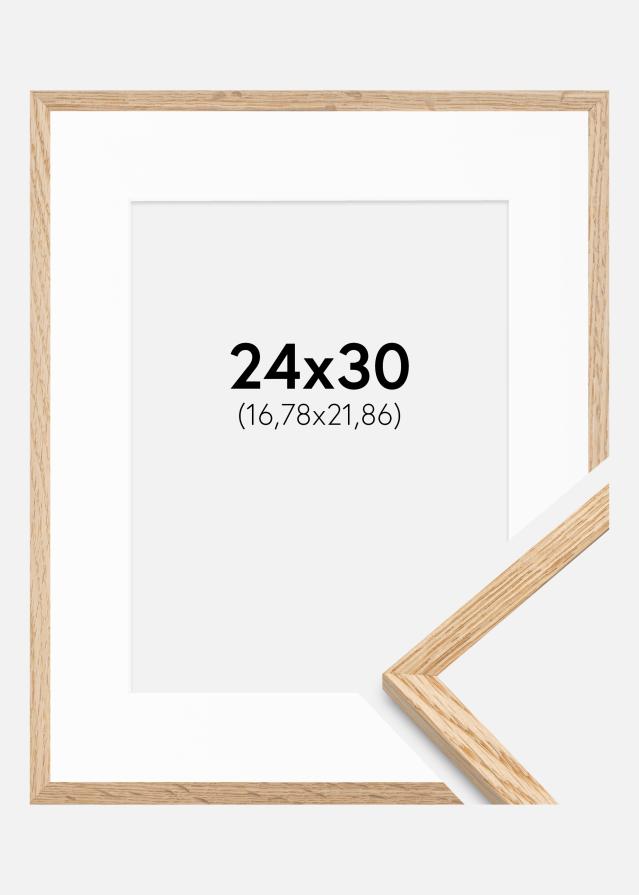 Ramă Stejar subțire 24x30 cm - Paspartu Alb 7x9 inches