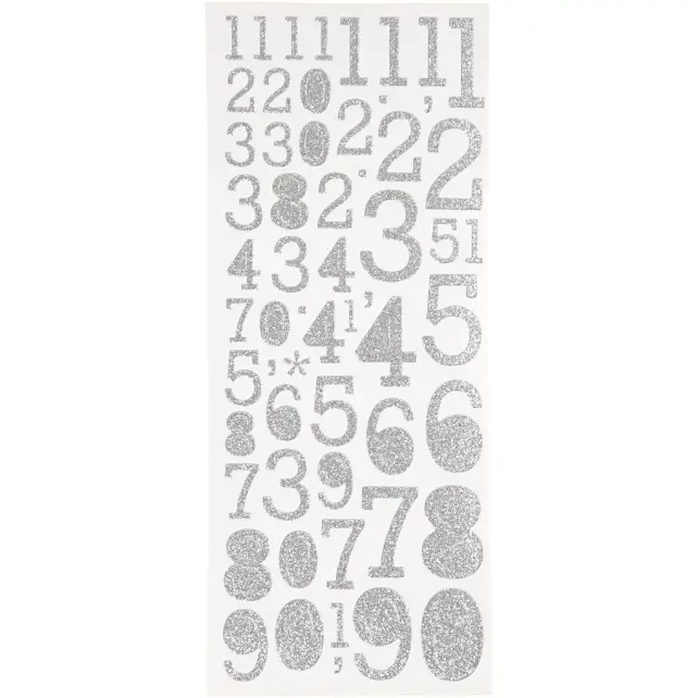 Focus Abțibilduri cu sclipici Argintiu Numbers