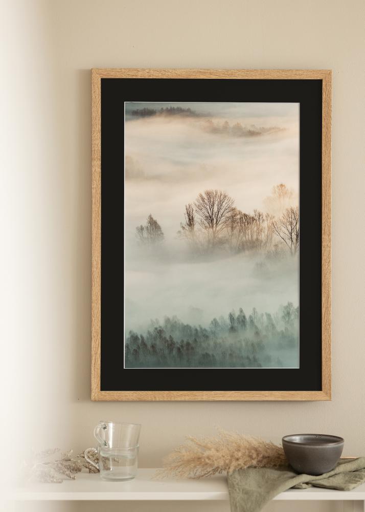 Ramă Fiorito Stejar deschis 40x50 cm - Paspartu Negru 12x16 inches