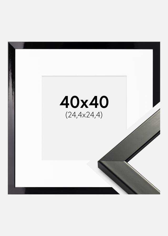 Ramă Uppsala Negru foarte lucios 40x40 cm - Paspartu Alb 10x10 inches
