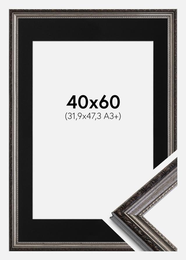 Ramă Abisko Argintiu 40x60 cm - Paspartu Negru 32,9x48,3 cm (A3+)