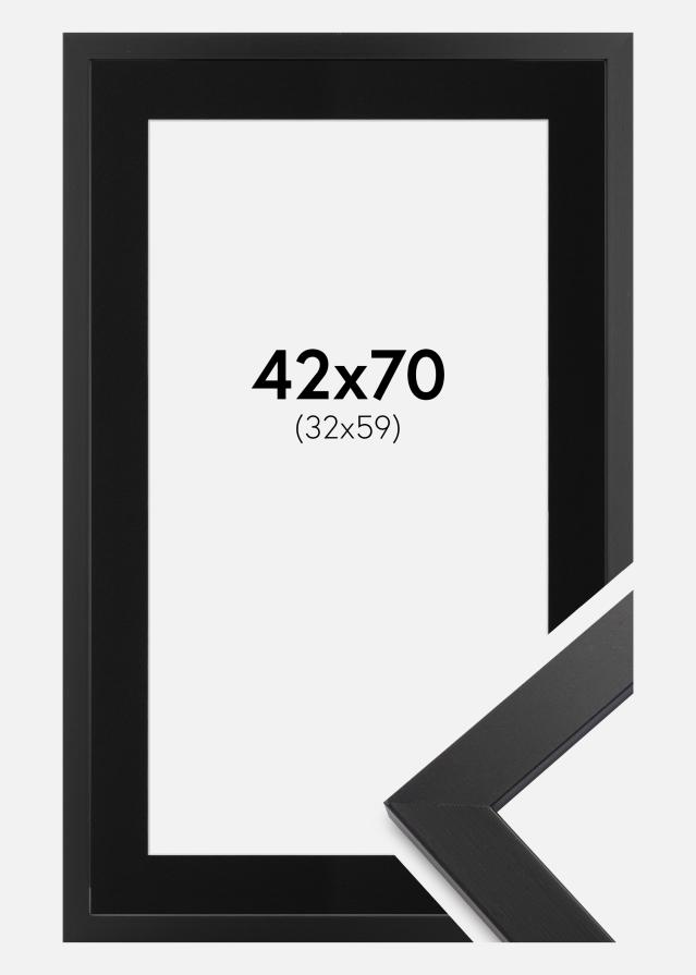 Ramă Black Wood 42x70 cm - Paspartu Negru 33x60 cm