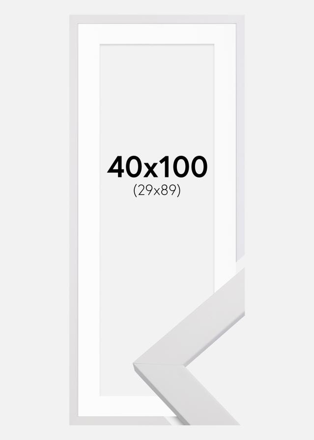 Ramă White Wood 40x100 cm - Paspartu Alb 30x90 cm