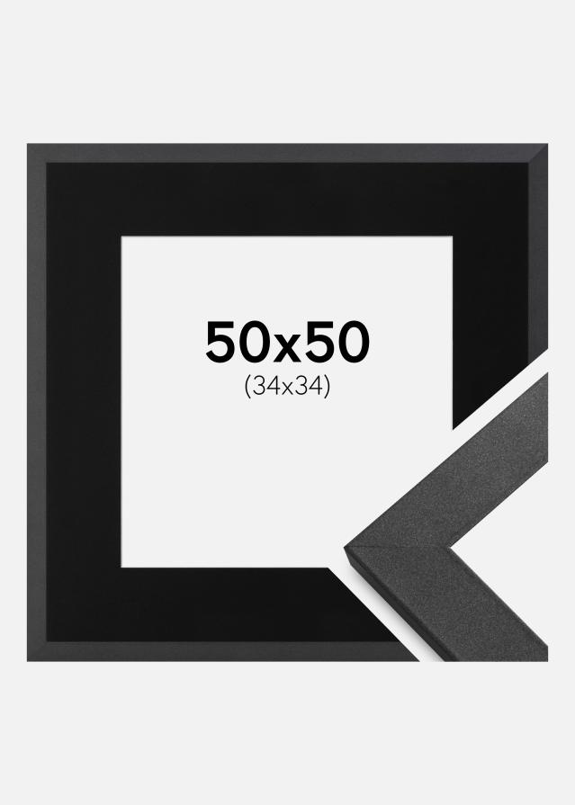 Ramă Graphite Wood 50x50 cm - Paspartu Negru 35x35 cm