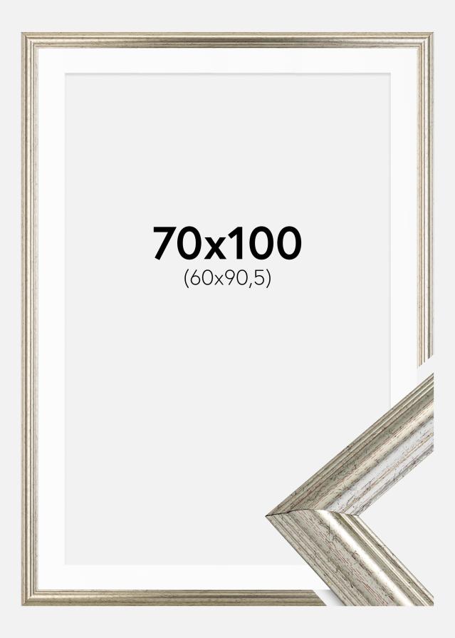 Ramă Västkusten Argintiu 70x100 cm - Paspartu Alb 61x91,5 cm