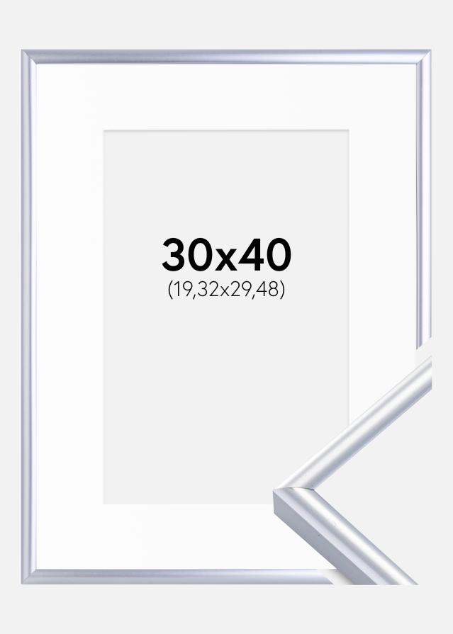 Ramă Victoria Argintiu 30x40 cm - Paspartu Alb 8x12 inches