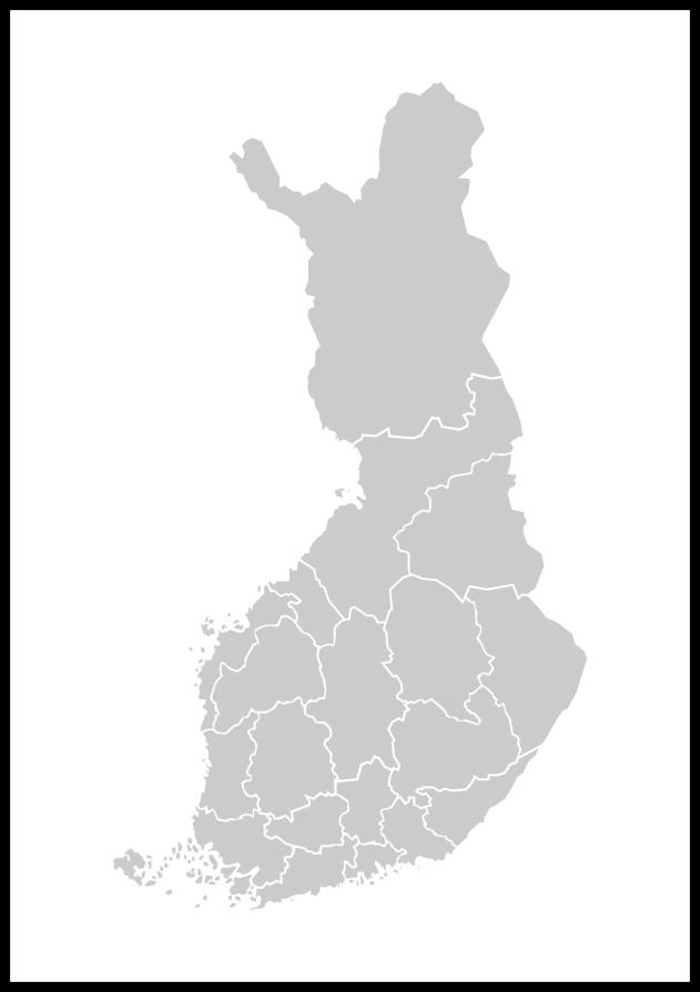 Hartă - Finland - Gri-bej Poster