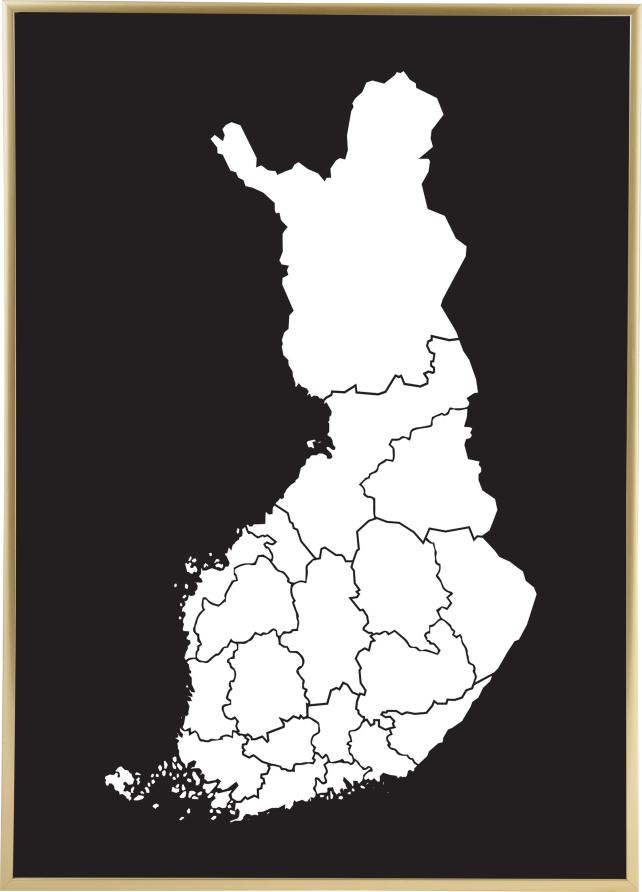 Hartă - Finland - Alb Poster