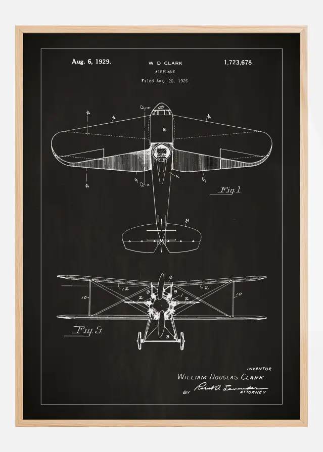 Schiță - Avion - Negru Poster