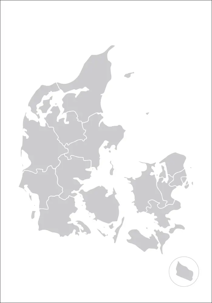 Hartă - Danmark - Gri-bej Poster