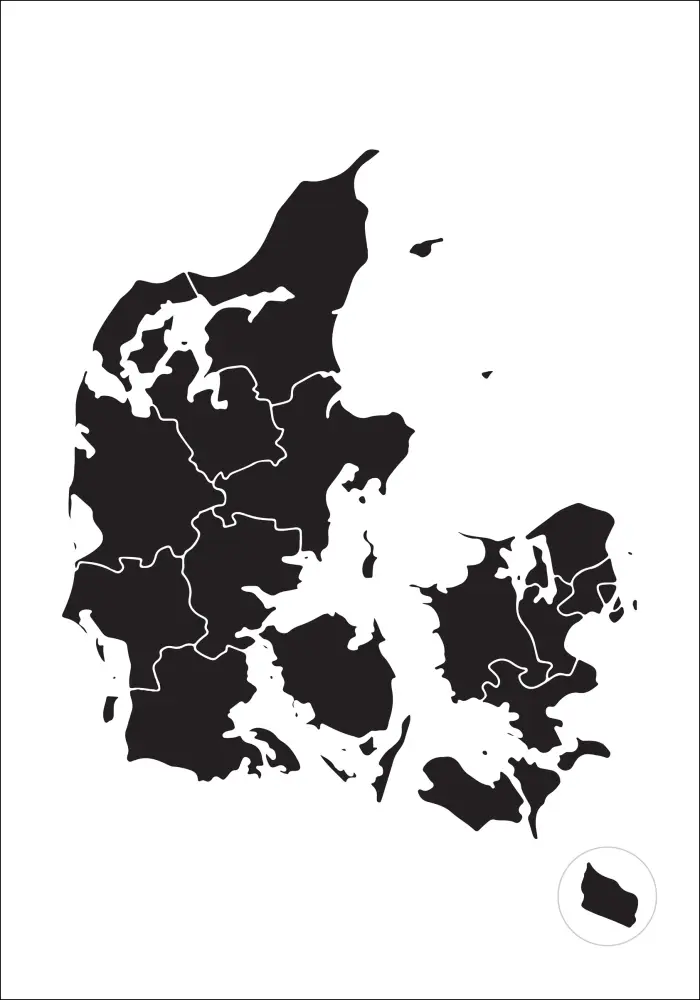 Hartă - Danmark - Negru Poster
