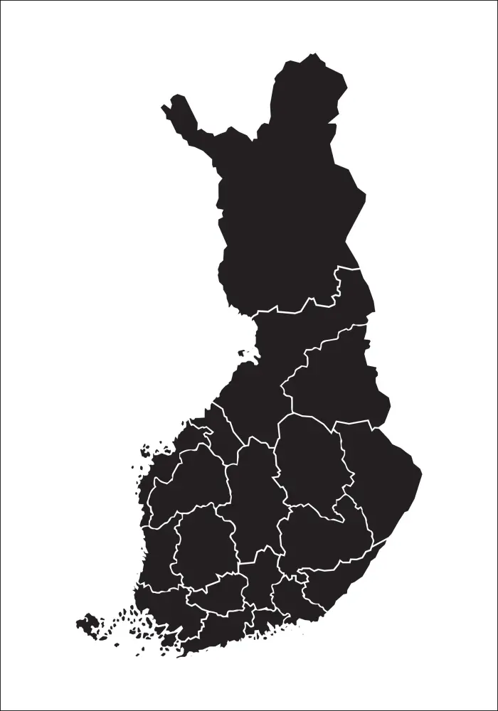 Hartă - Finland - Negru Poster