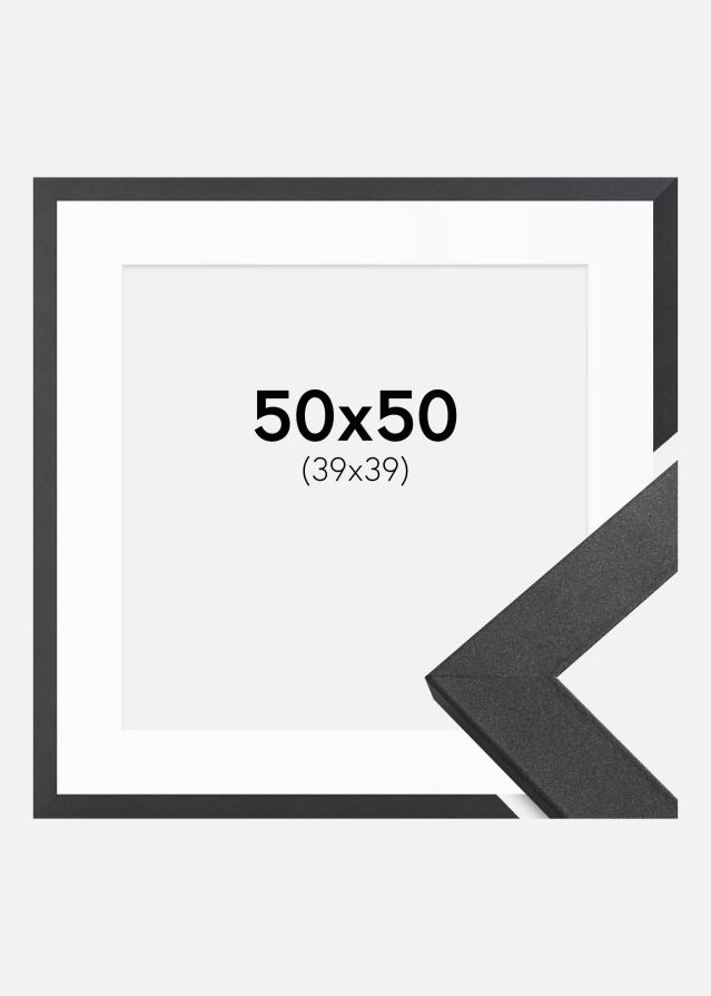 Ramă Graphite Wood 50x50 cm - Paspartu Alb 40x40 cm