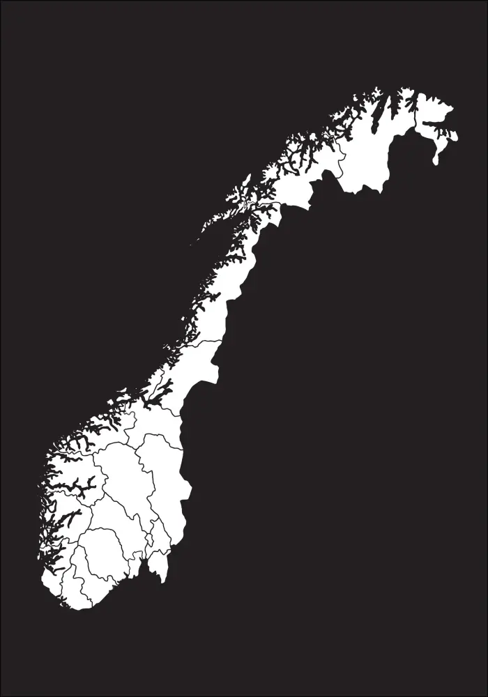 Hartă - Norge - Alb Poster