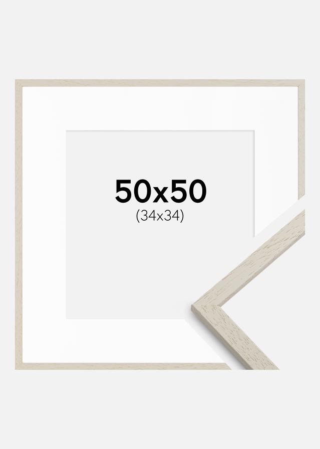 Ramă Edsbyn Nisip 50x50 cm - Paspartu Alb 35x35 cm