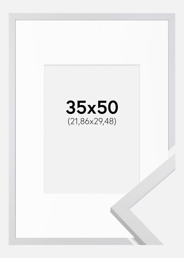 Ramă Trendy Alb 35x50 cm - Paspartu Alb 9x12 inches