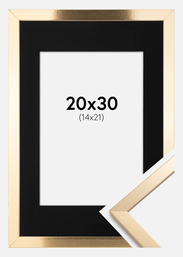 Ramă Trendy Auriu 20x30 cm - Paspartu Negru 15x22 cm