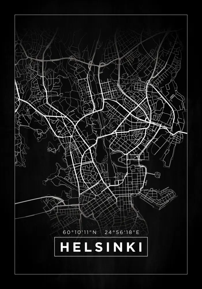 Hartă - Helsinki - Negru Poster