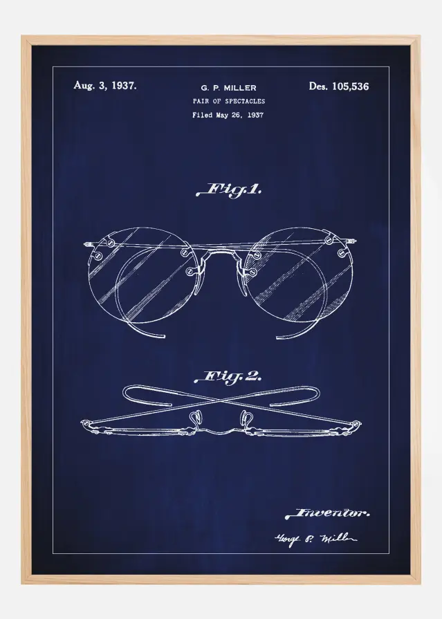 Schiță - Ochelari A - Albastru Poster