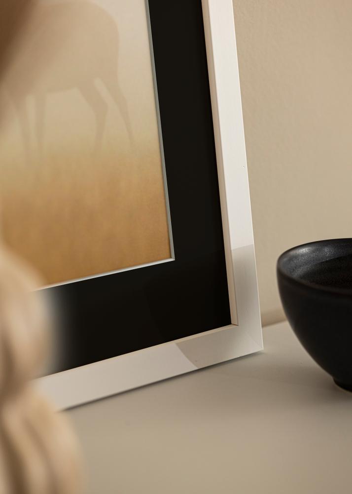 Ramă White Wood 50x100 cm - Paspartu Negru 30x80 cm