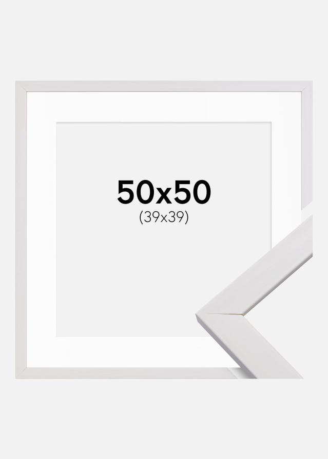 Ramă Stilată Alb 50x50 cm - Paspartu Alb 40x40 cm