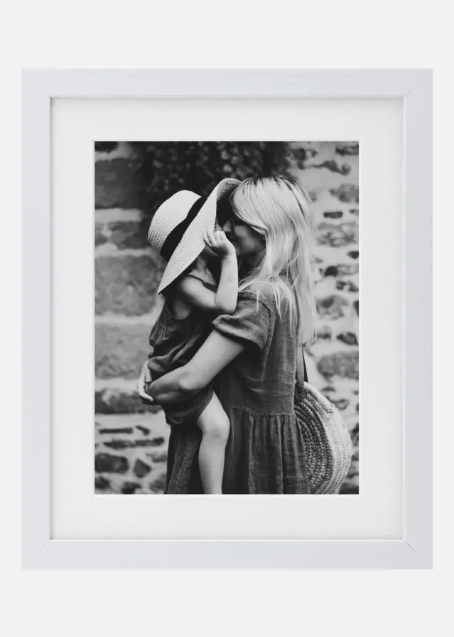 Pchet întreg fotografii - poză + ramă Alb cu Paspartu - S (18x24 cm)