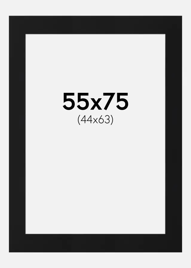 Paspartu Negru Standard (Miez Alb) 55x75 cm (44x63)