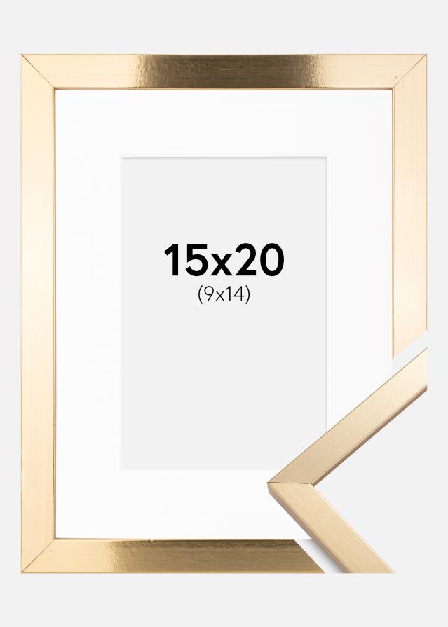 Ramă Trendy Auriu 15x20 cm - Paspartu Alb 10x15 cm