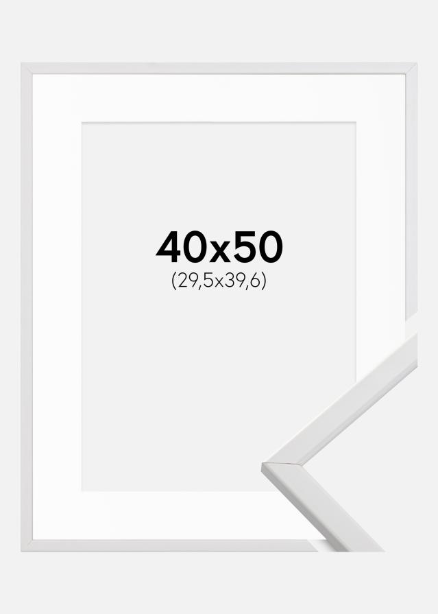 Ramă Galant Alb 40x50 cm - Paspartu Alb 12x16 inches