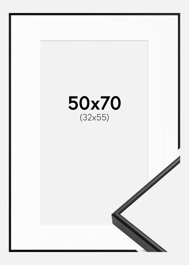 Ramă Visby Negru 50x70 cm - Paspartu Alb 33x56 cm