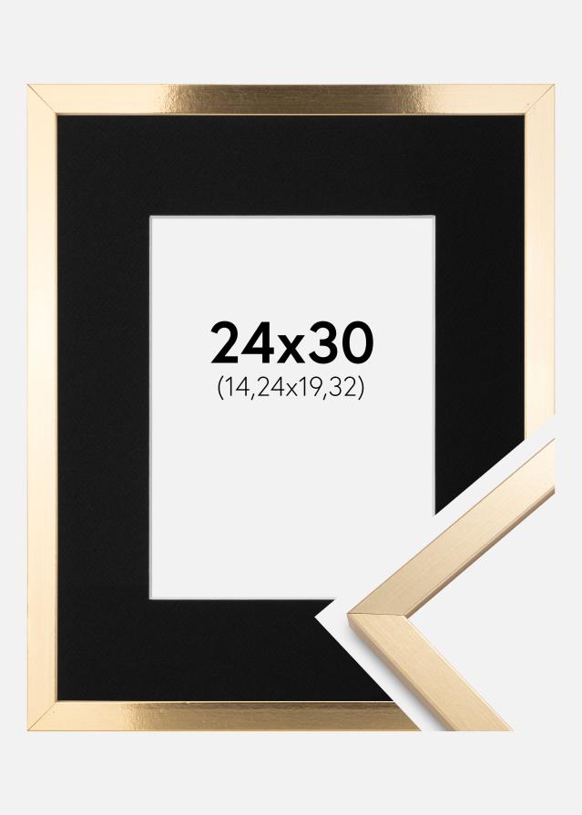 Ramă Trendy Auriu 24x30 cm - Paspartu Negru 6x8 inches