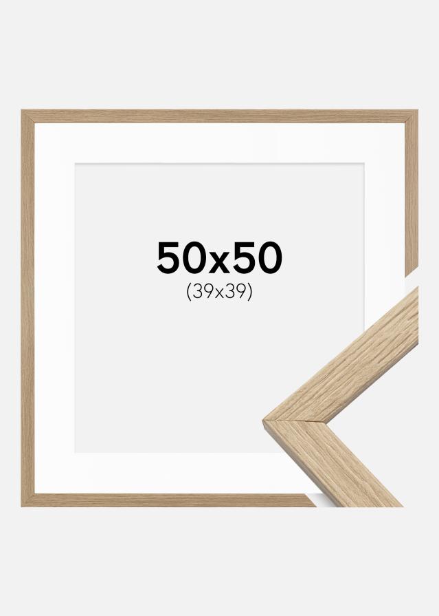 Ramă Stilată Stejar 50x50 cm - Paspartu Alb 40x40 cm