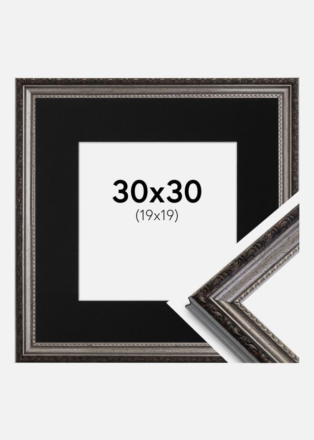 Ramă Abisko Argintiu 30x30 cm - Paspartu Negru 20x20 cm