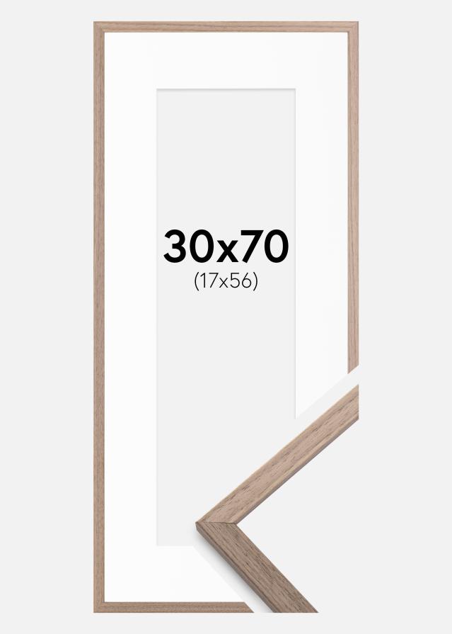Ramă Edsbyn Nuc deschis 30x70 cm - Paspartu Alb 18x57 cm
