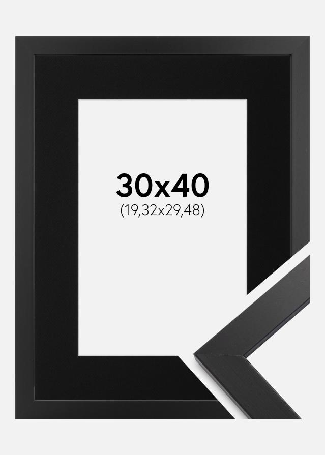 Ramă Black Wood 30x40 cm - Paspartu Negru 8x12 inches