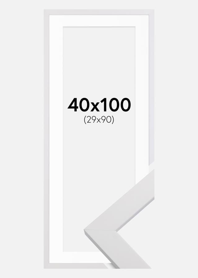 Ramă White Wood 40x100 cm - Paspartu Alb 30x91 cm