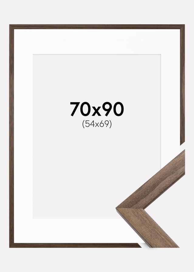 Ramă Stilată Nuc 70x90 cm - Paspartu Alb 55x70 cm