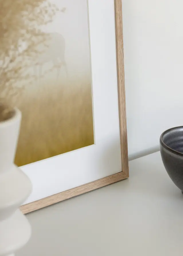 Ramă stejar îngust sticla acrilica 10x10 cm