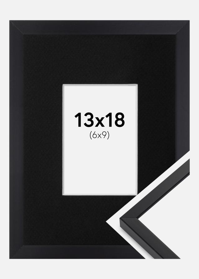 Ramă E-Line Negru 13x18 cm - Paspartu Negru 7x10 cm