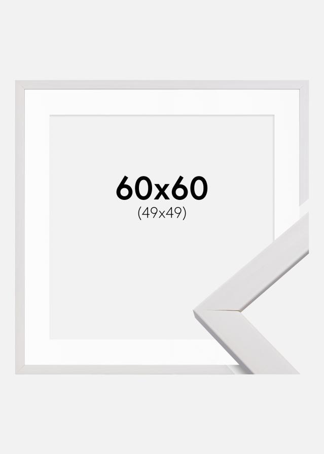 Ramă Stilată Alb 60x60 cm - Paspartu Alb 50x50 cm