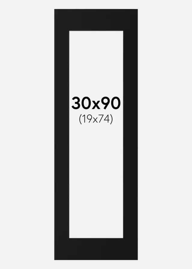 Paspartu Negru Standard (Miez Alb) 30x90 cm (19x74)