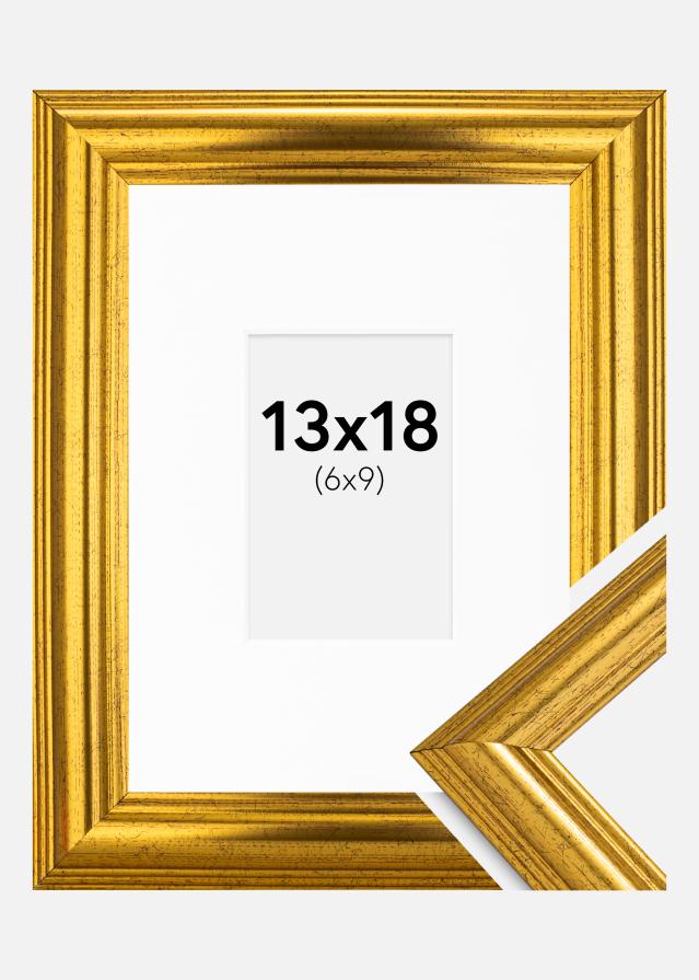 Ramă Västkusten Auriu 13x18 cm - Paspartu Alb 7x10 cm