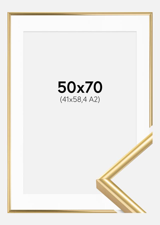 Ramă Victoria Auriu 50x70 cm - Paspartu Alb 42x59,4 cm (A2)