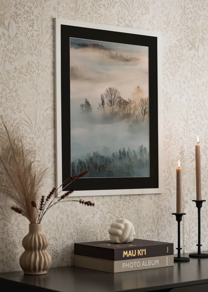 Ramă Trendline Alb 55x70 cm - Paspartu Negru 43,2x61 cm (A2+)
