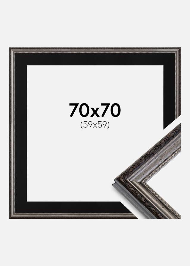 Ramă Abisko Argintiu 70x70 cm - Paspartu Negru 60x60 cm