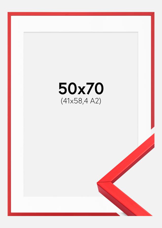 Ramă E-Line Roșu 50x70 cm - Paspartu Alb 42x59,4 cm (A2)