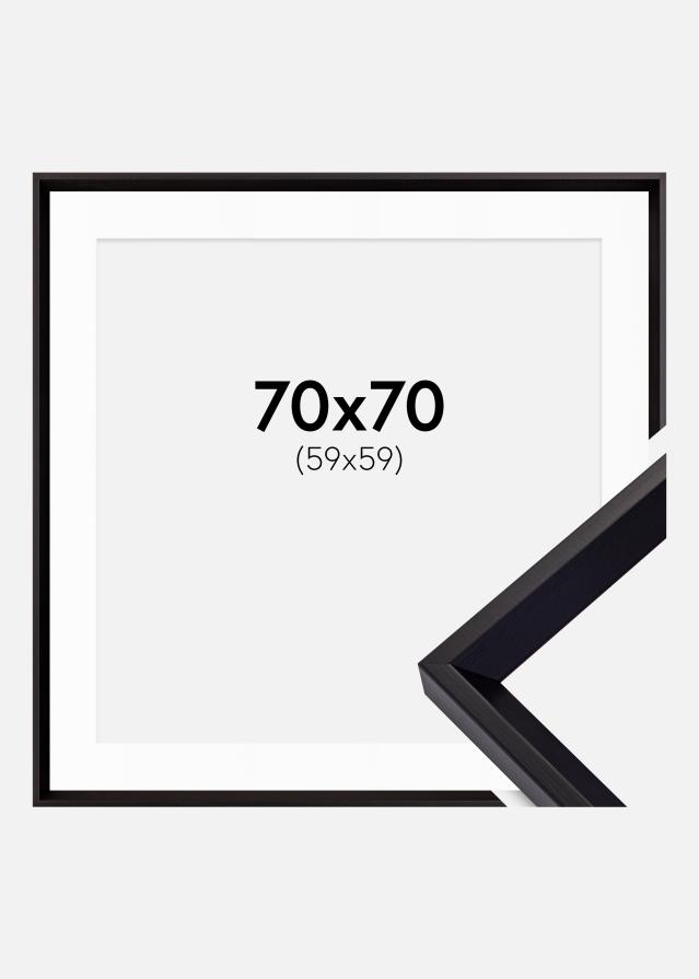 Ramă Globe Negru 70x70 cm - Paspartu Alb 60x60 cm
