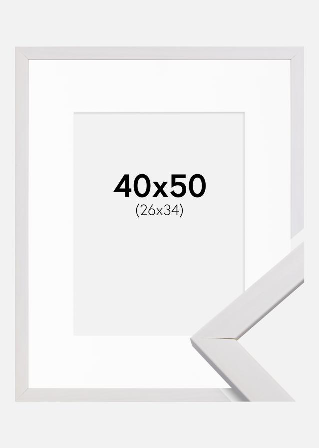 Ramă Stilată Alb 40x50 cm - Paspartu Alb 27x35 cm