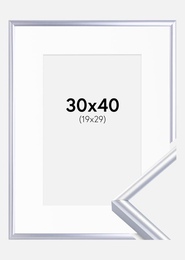 Ramă Victoria Argintiu 30x40 cm - Paspartu Alb 20x30 cm